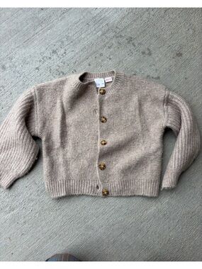 Zara Beige Button-Front Knit Cardigan